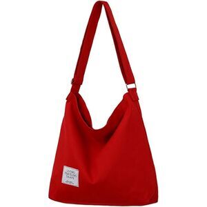 Women's Red Imported Canvas Retro Large Size Shoulder Crossbody Tote Bag